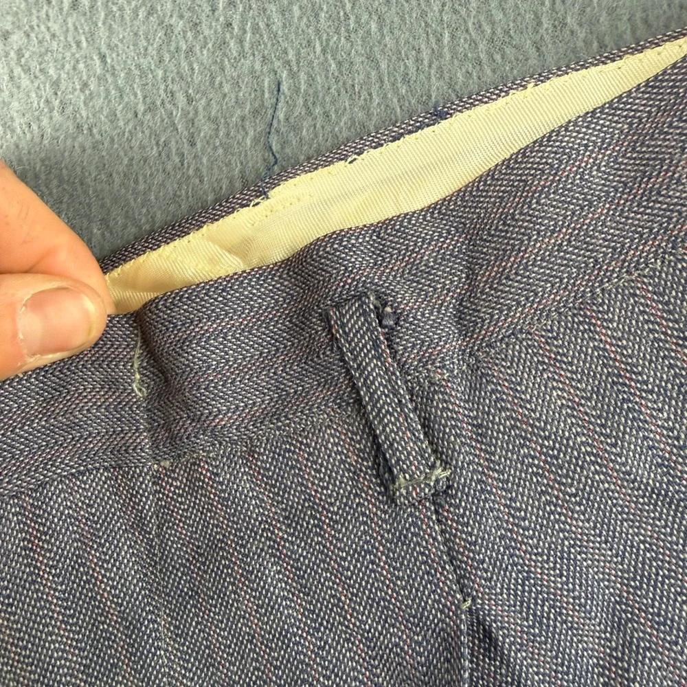 True Vintage Drop Loop Pants Men's 32x26 Blue Trousers 50s Rockabilly Pleated